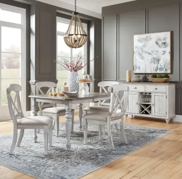 Liberty Furniture Ocean Isle 5-Piece Antique White/Weathered Pine Dining Table Set