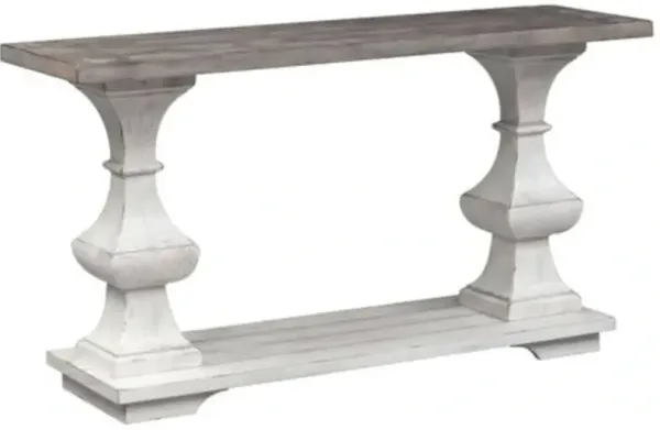 Liberty Furniture Sedona Gravel Top Sofa Table with Heavy Distressed White Base