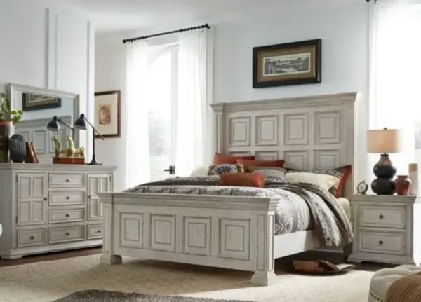Liberty Furniture Big Valley 4-Piece Whitestone King Panel Bedroom Set