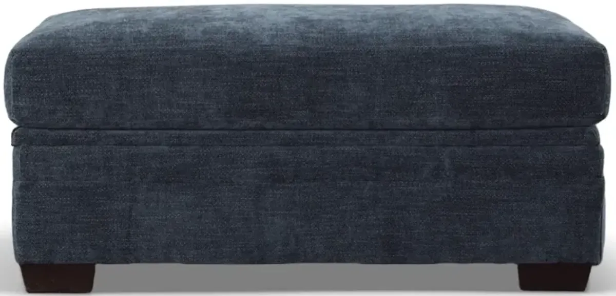 Peak Living by American Furniture Manufacturing Aden Blue Storage Ottoman