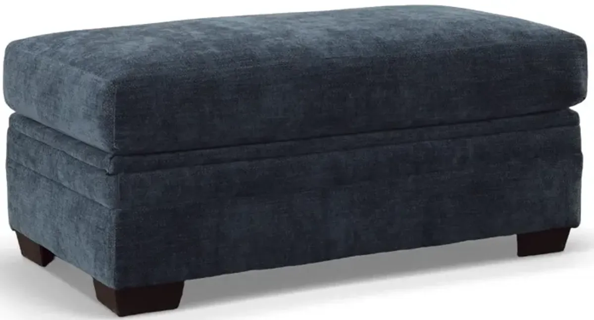 Peak Living by American Furniture Manufacturing Aden Blue Storage Ottoman