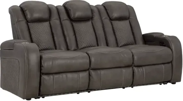 Signature Design by AshleyÂ® Fyne-Dyme Shadow Power Reclining Sofa