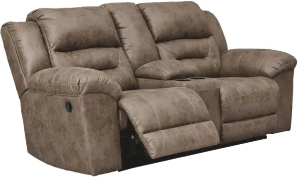 Signature Design by AshleyÂ® Stoneland Fossil Double Reclining Loveseat with Console