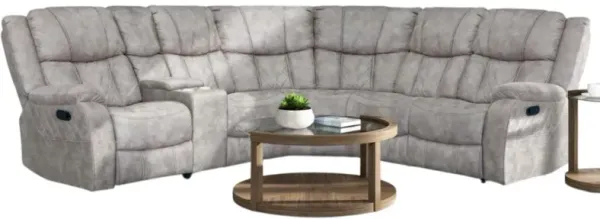 Albany Industries 3-Piece Lux Pewter Manual Reclining Sectional