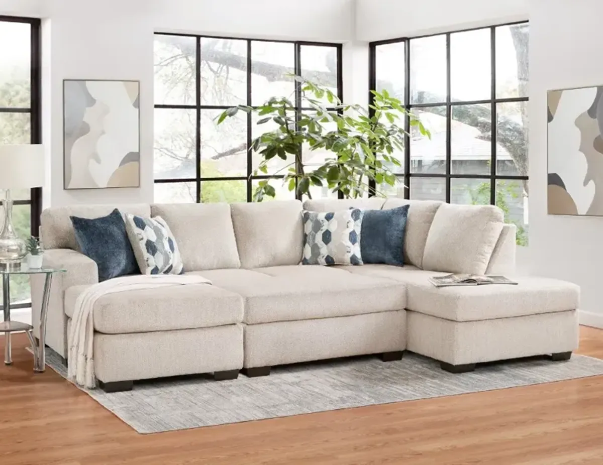 Affordable Furniture Herringbone Oatmeal Ottoman