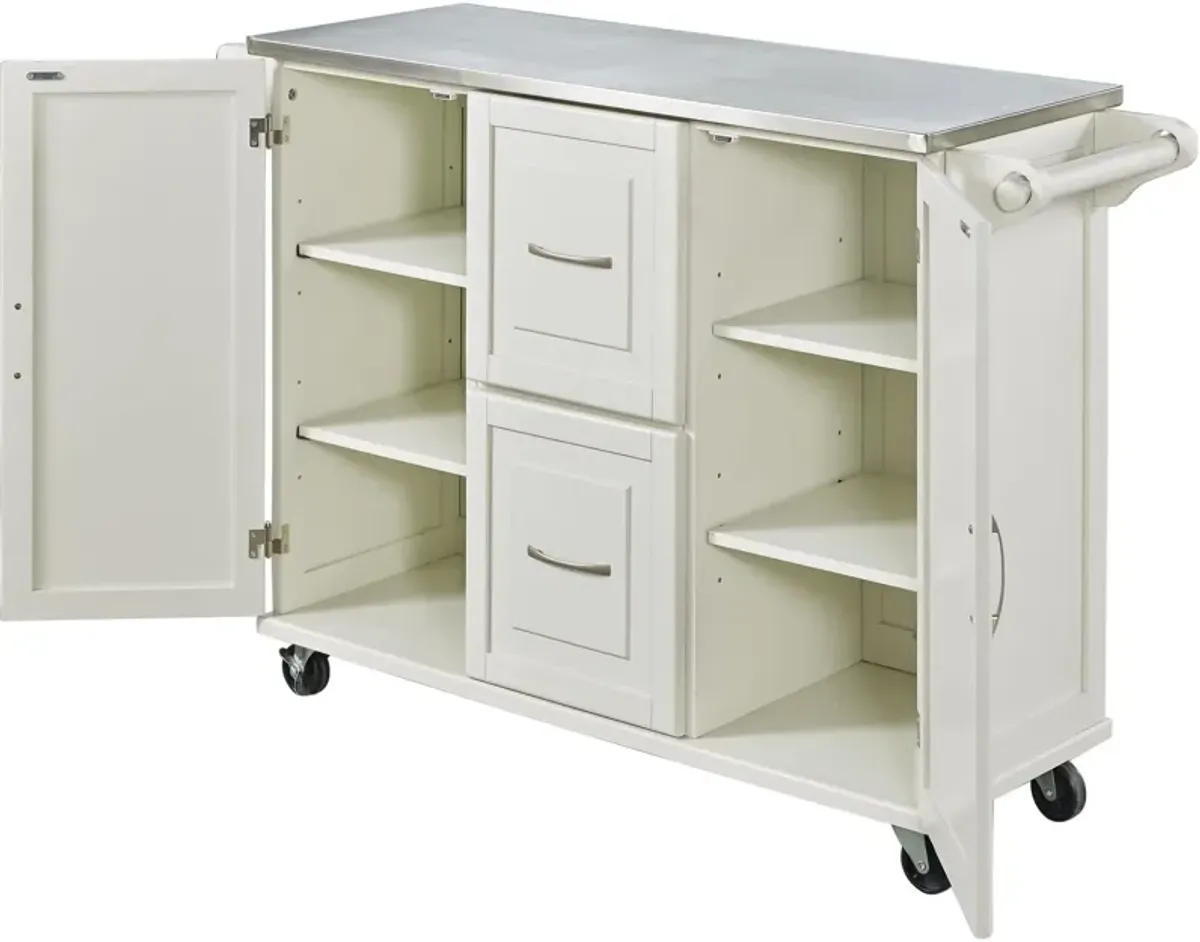 homestylesÂ® Dolly Madison Stainless Steel/White Kitchen Cart