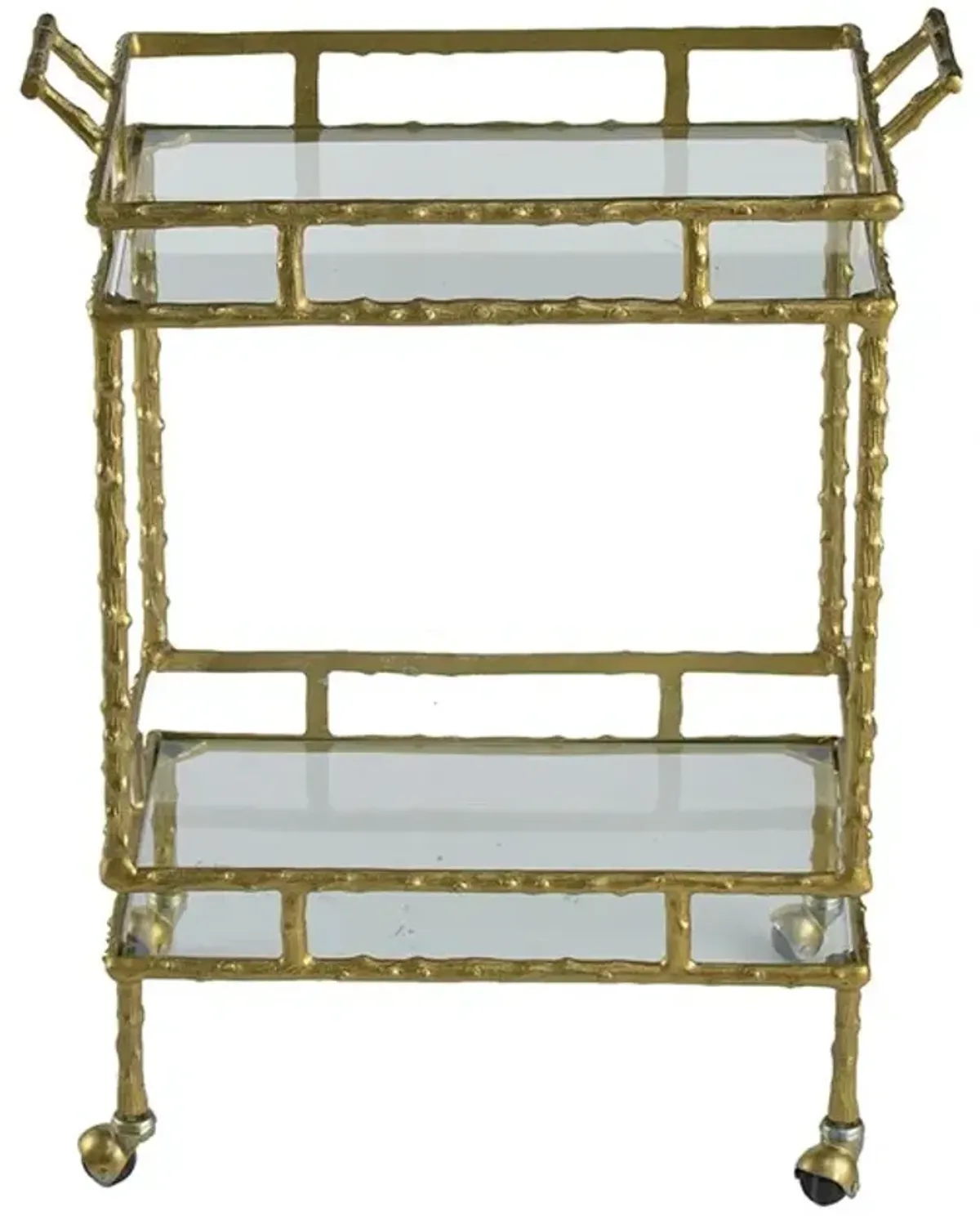 A & B Home Brass Antique Bar Cart