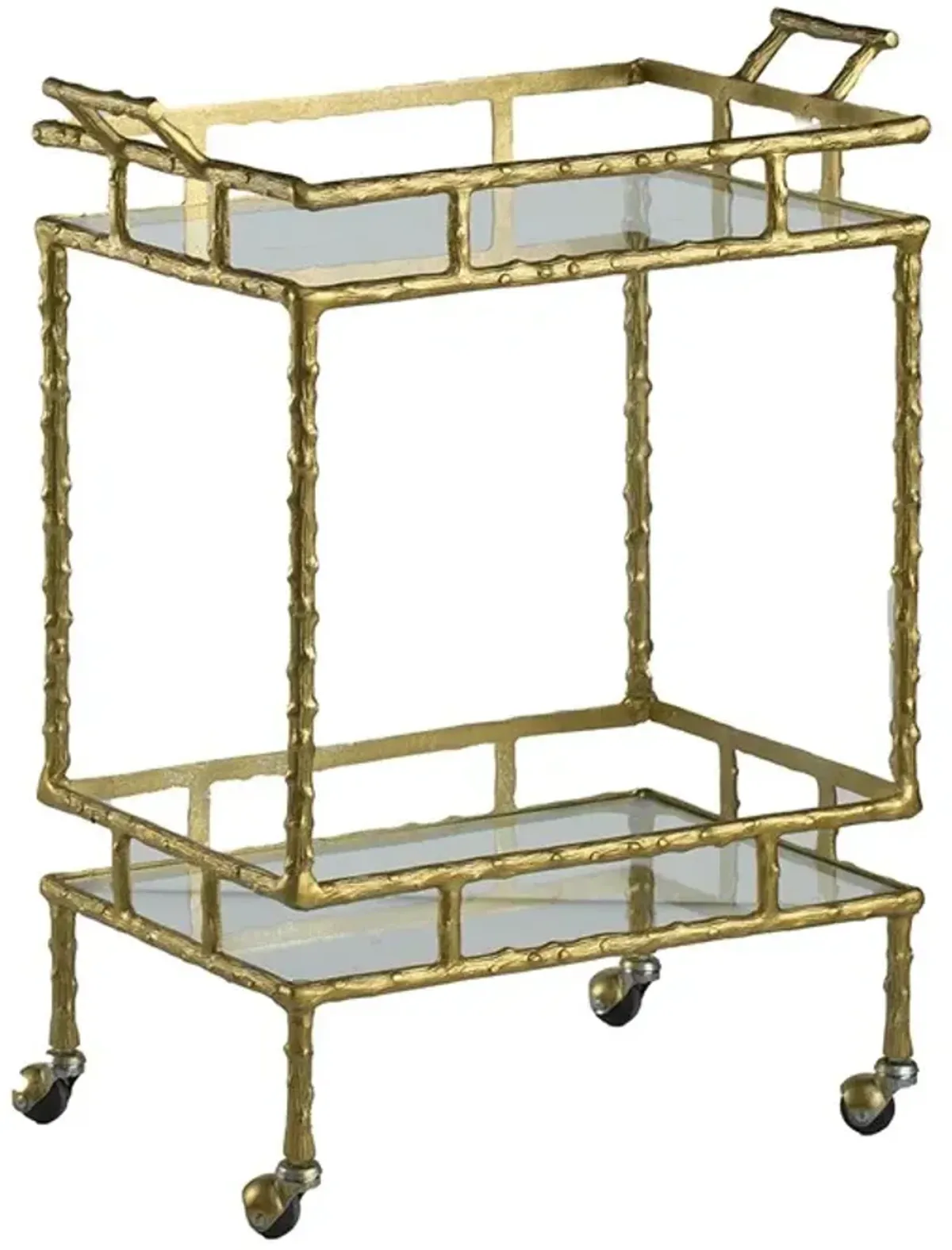 A & B Home Brass Antique Bar Cart
