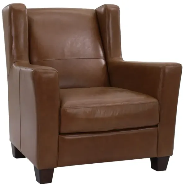 Soft Line 4867 Chestnut All Leather Wing Chair