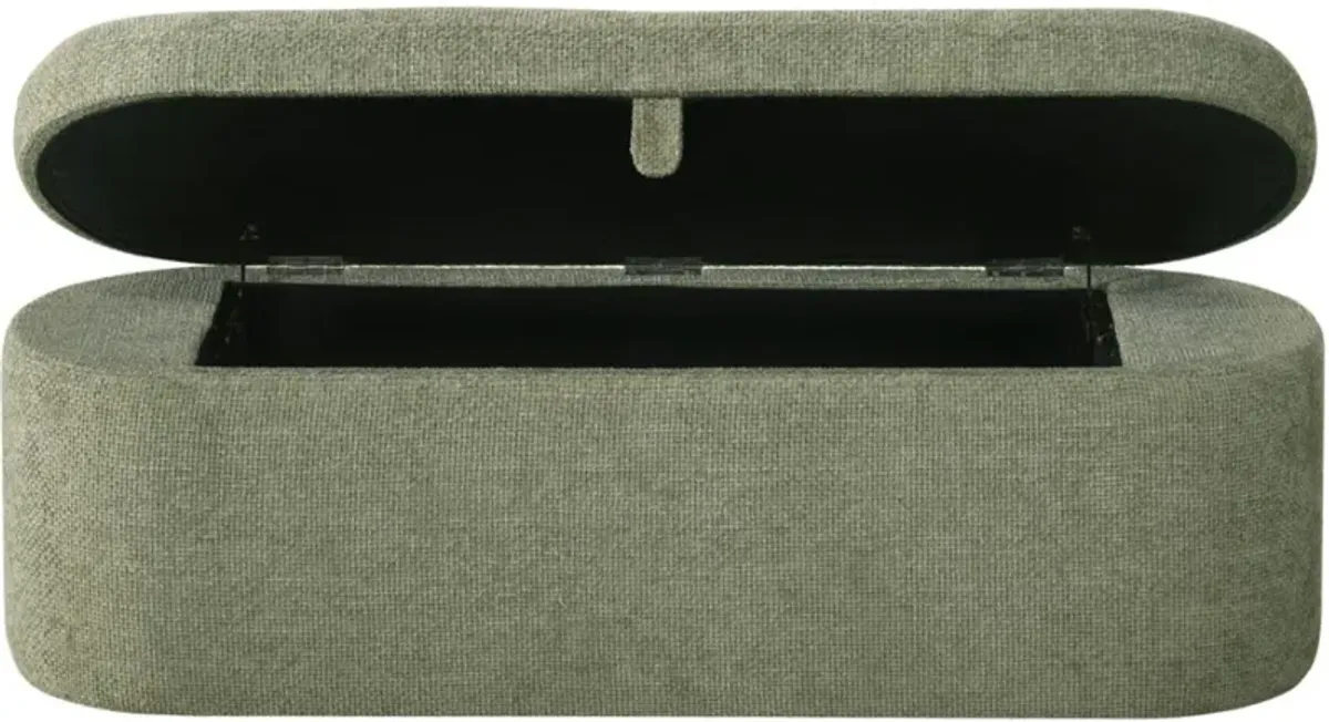 Crown Mark Philipa Light Green Tweed Storage Bench