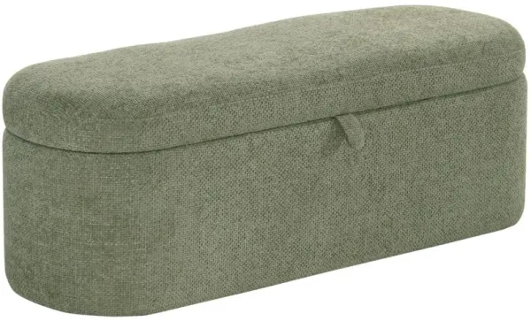 Crown Mark Philipa Light Green Tweed Storage Bench