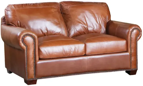 USA Premium Leather Furniture 4950 Saddle Glove All Leather Loveseat