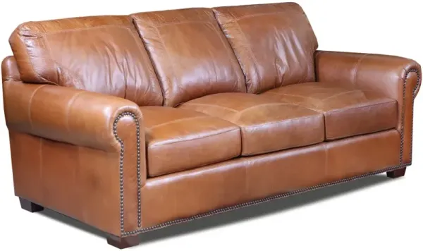 USA Premium Leather Furniture 4950 Saddle Glove All Leather Sofa