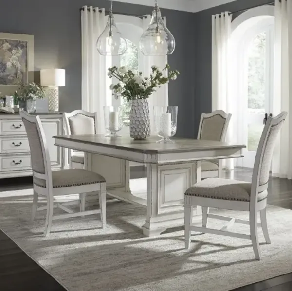 Liberty Furniture Abbey Park 5-Piece Antique White Trestle Dining Set