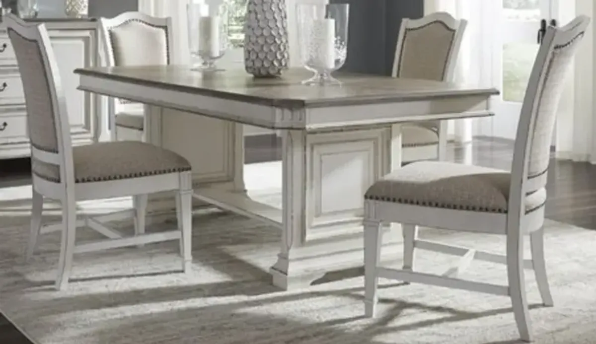 Liberty Furniture Abbey Park 5-Piece Antique White Trestle Table Set