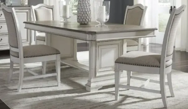 Liberty Furniture Abbey Park 5-Piece Antique White Trestle Table Set
