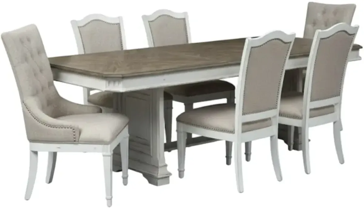 Liberty Furniture Abbey Park 7-Piece Antique White Trestle Dining Set