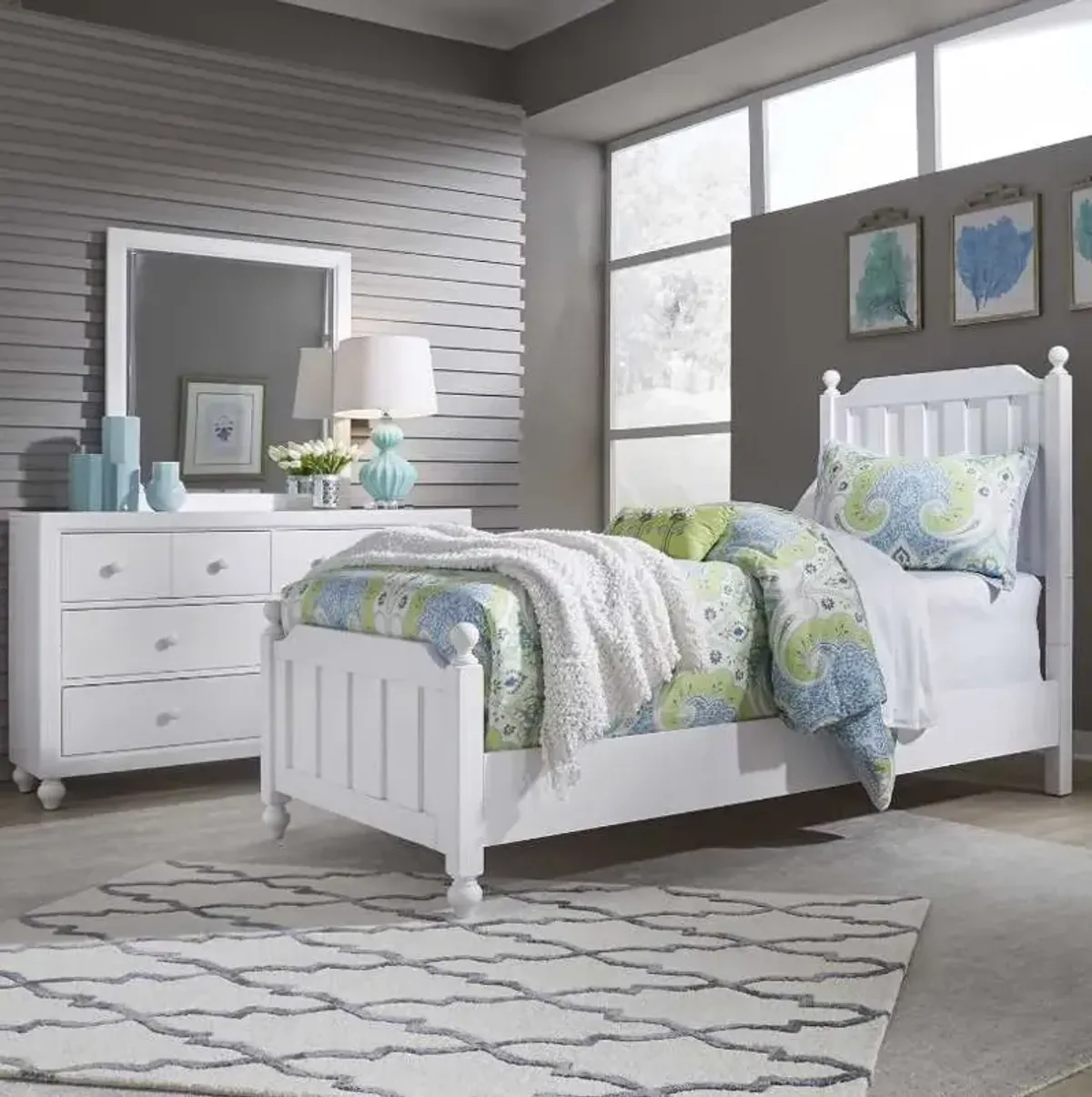Liberty Furniture Cottage View 3-Piece White Youth Full Panel Bed Set