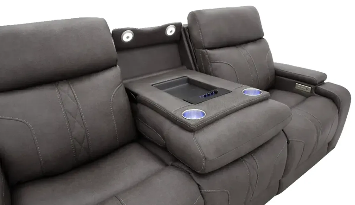 Moto Motion Kempton Smoke Media Power Reclining Sofa