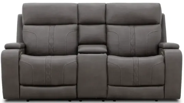 Moto Motion Kempton Smoke Media Power Reclining Console Loveseat