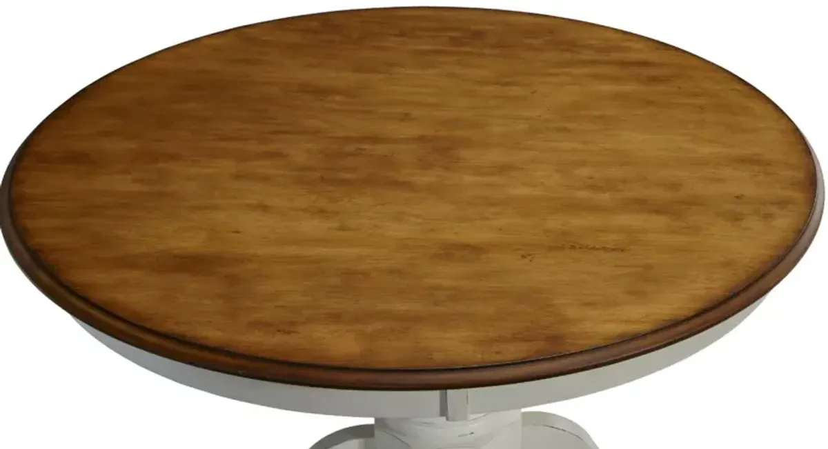 homestylesÂ® French Countryside Off-White Dining Table with Brown Top 