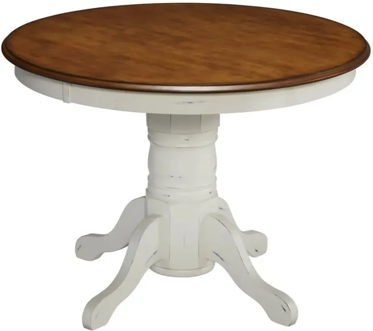 homestylesÂ® French Countryside Off-White Dining Table with Brown Top 