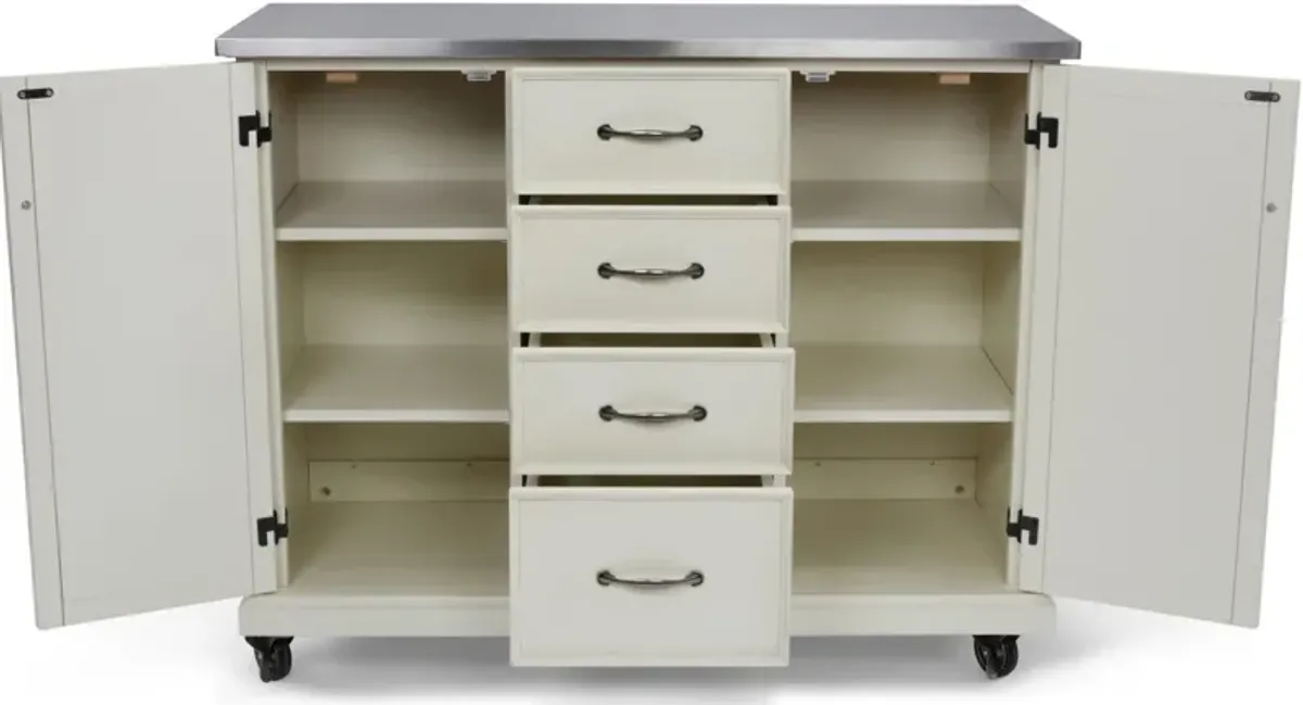 homestylesÂ® Seaside Lodge Off-White/Stainless Steel Kitchen Cart
