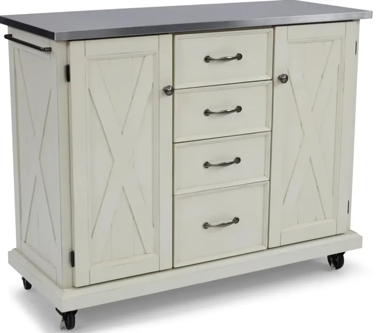 homestylesÂ® Seaside Lodge Off-White/Stainless Steel Kitchen Cart