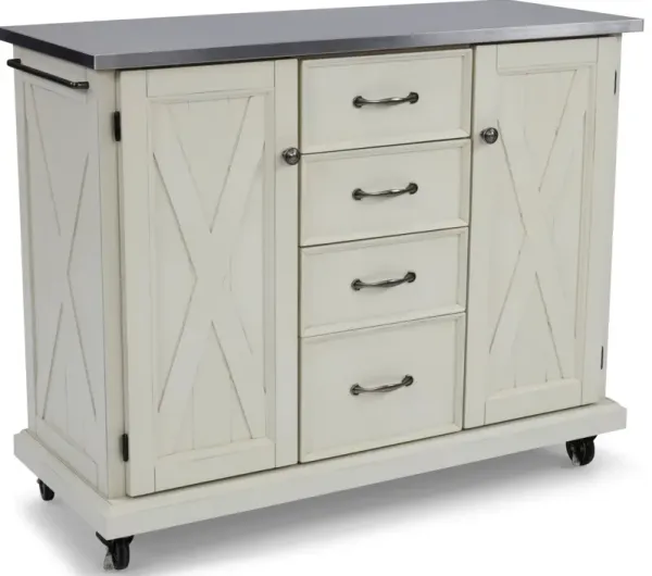 homestylesÂ® Seaside Lodge Off-White/Stainless Steel Kitchen Cart