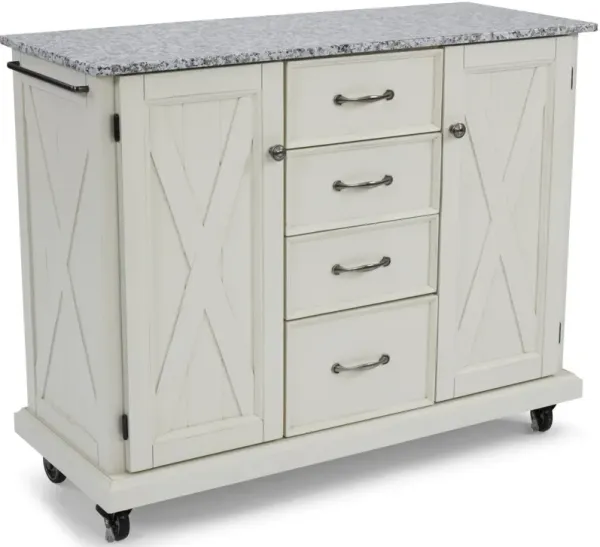 homestylesÂ® Seaside Lodge Off-White/Salt-and-Pepper Granite Kitchen Cart