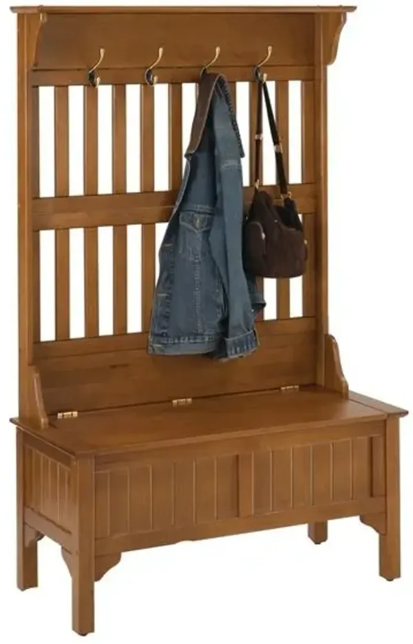 homestylesÂ® General Line Warm Oak Hall Tree with Bench