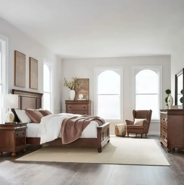 Liberty Furniture Industries Rustic Traditions 4-Piece Rustic Cherry Full Youth Panel Bedroom Set