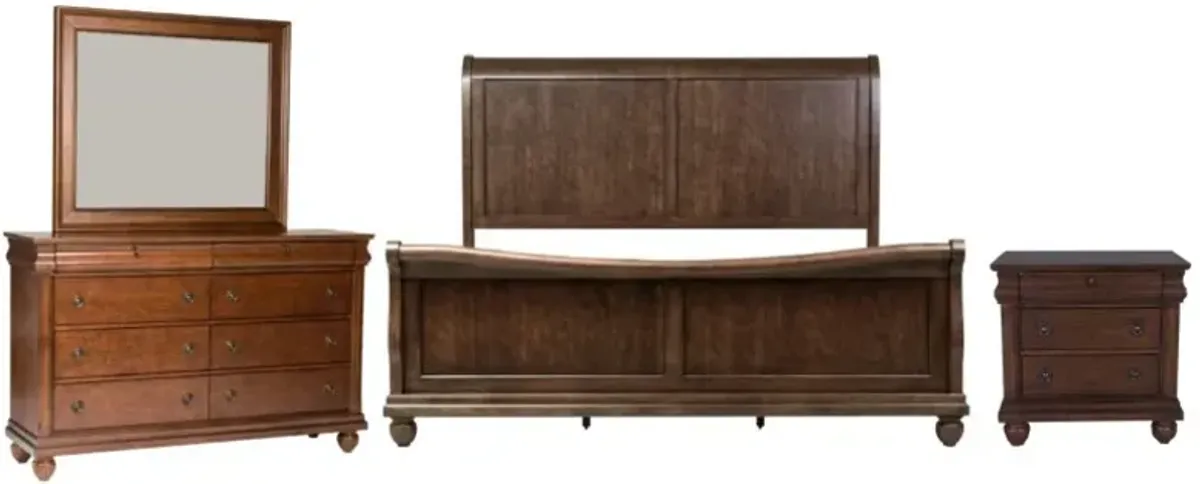Liberty Furniture Rustic Traditions 4-Piece Rustic Cherry Queen Sleigh Bedroom Set