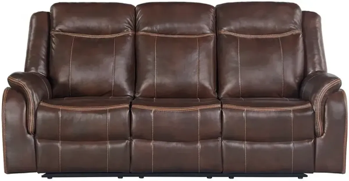 Elements International Carrera Brown Reclining Sofa