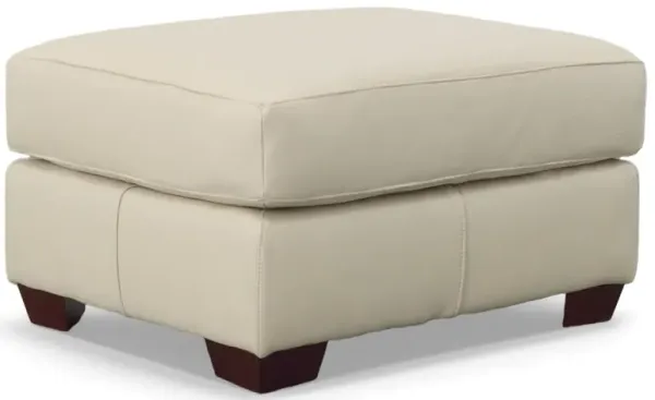 USA Premium Leather Furniture 6350 Pebble Bone All Leather Ottoman