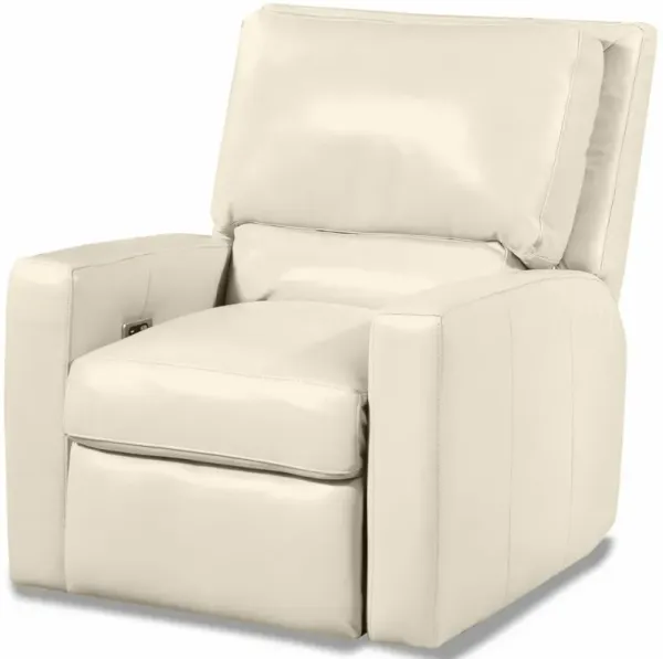 USA Premium Leather Furniture 6350 Pebble Bone All Leather Power Recliner