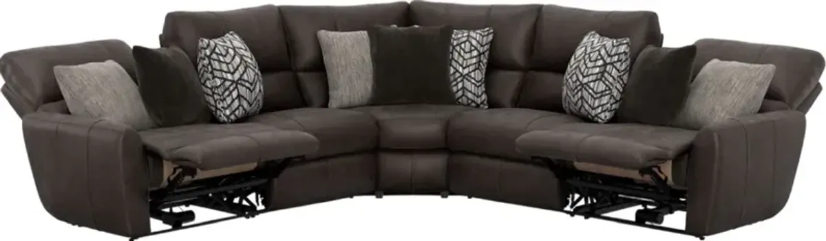 CatnapperÂ® Royster 3-Piece Sable Curved Power Reclining Sectional