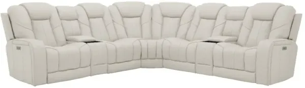 Moto Motion Daniel Dove 7 Piece Power Reclining Leather Media Sectional