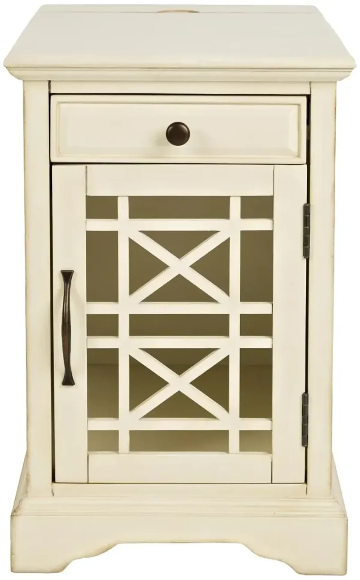 Jofran Inc. Craftsman Antique Cream Power Chairside Table