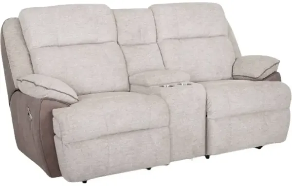 Franklin Broderick Roman Latte/Undercurrent Flax Dual Power Reclining Loveseat