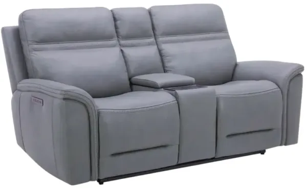 Liberty Furniture Cooper Blue Gray Power Reclining Loveseat with Console