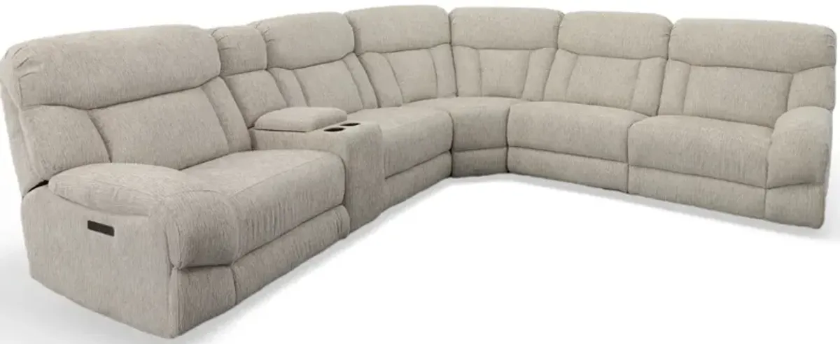 Man Wah Taupe 6 Piece Power Reclining Sectional