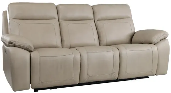 Man Wah Ivory Leather Power Zero Gravity Reclining Sofa
