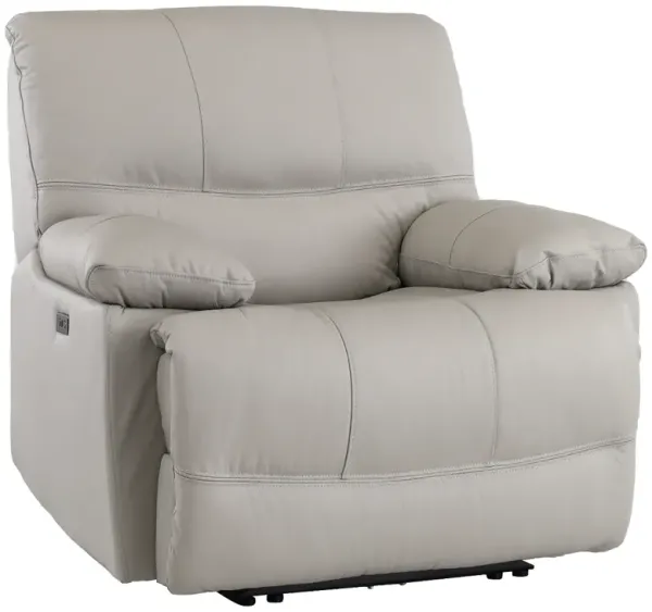Man Wah Light Grey Leather Power Zero Gravity Recliner