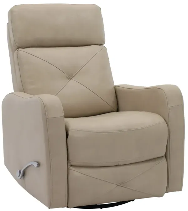 Man Wah Leather Ivory Swivel Glider Recliner