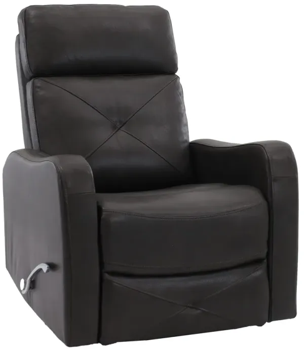 Man Wah Leather Charcoal Swivel Glider Recliner