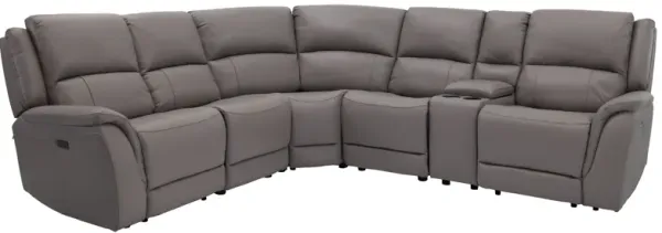Man Wah 6 Piece Power Reclining Stone Leather Sectional