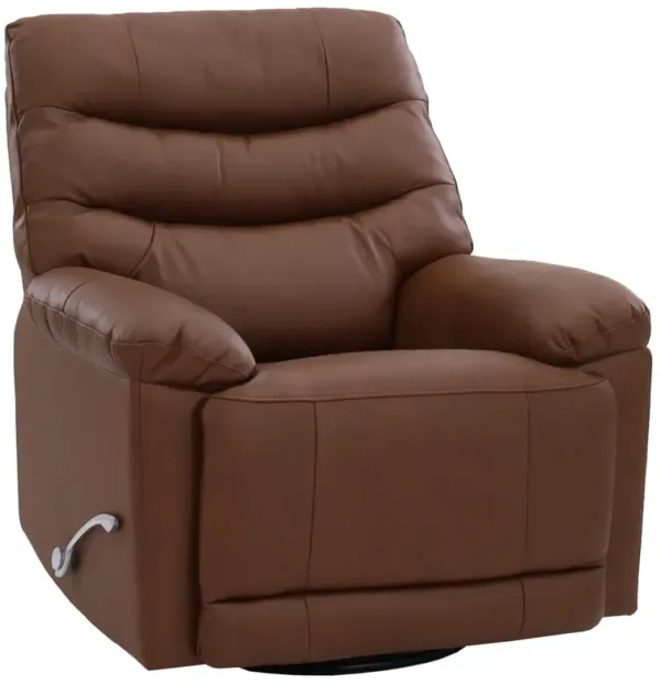 Man Wah Pecan Leather Swivel Glider Recliner