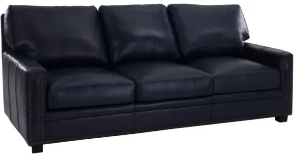 USA Premium Leather All Leather Blue Sofa