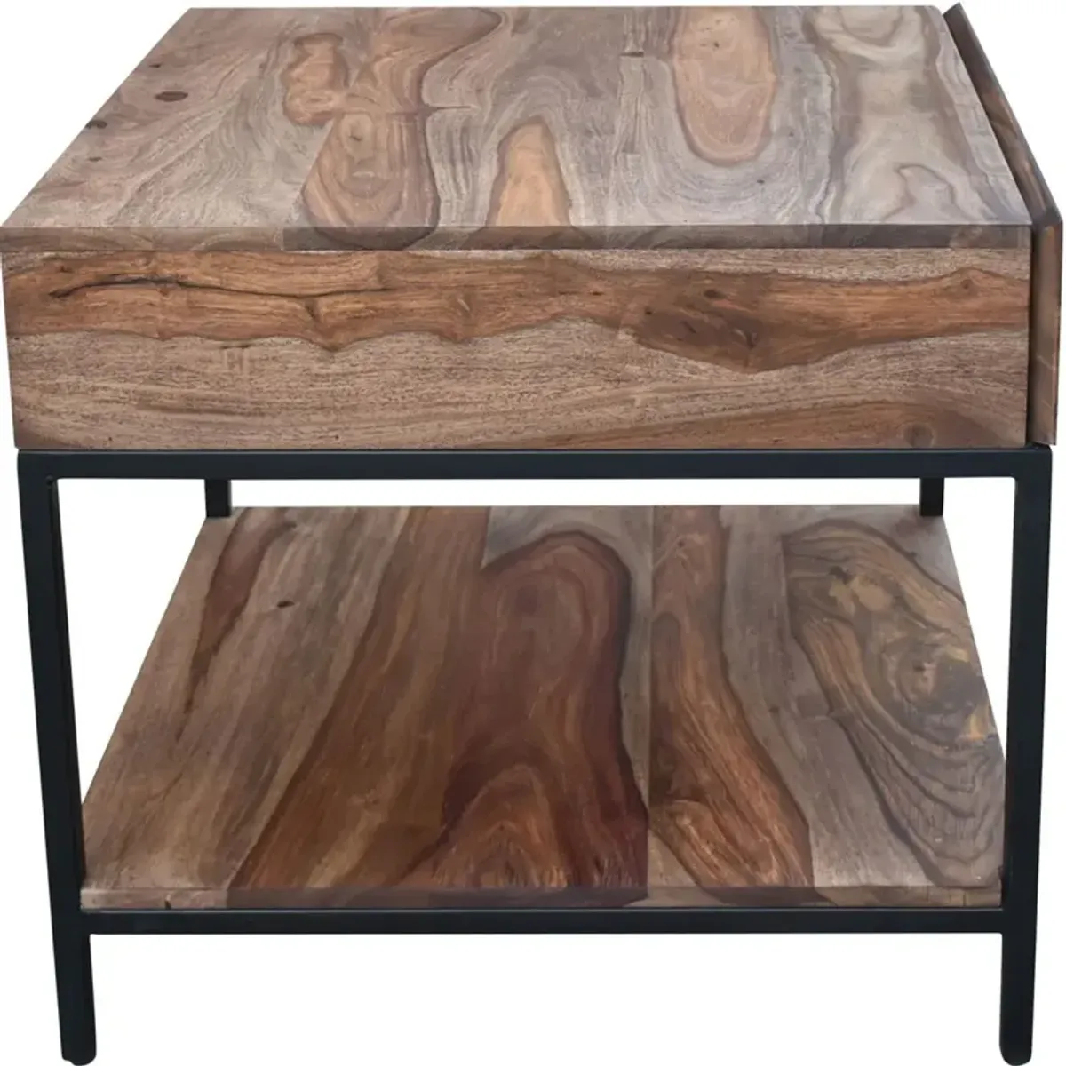 Coast2Coast Home Springdale II Mercer Brownstone Nut Brown End Table with Black Metal Legs